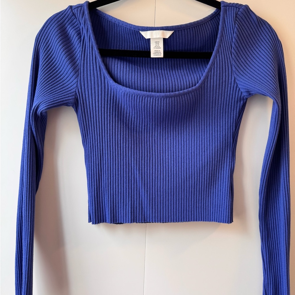H&M Ribbed Crop Top - Vibrant Blue
